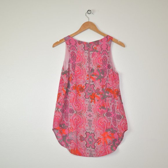 Cabi Jubilee Paisley Floral Sleeveless Top Size Small Blouse Pink Boho Casual - Picture 11 of 12